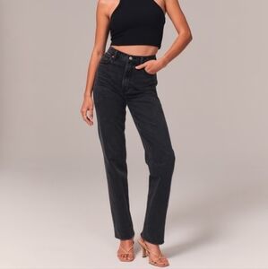 Abercrombie & Fitch Women's Straight Leg Jeans in Washed Black